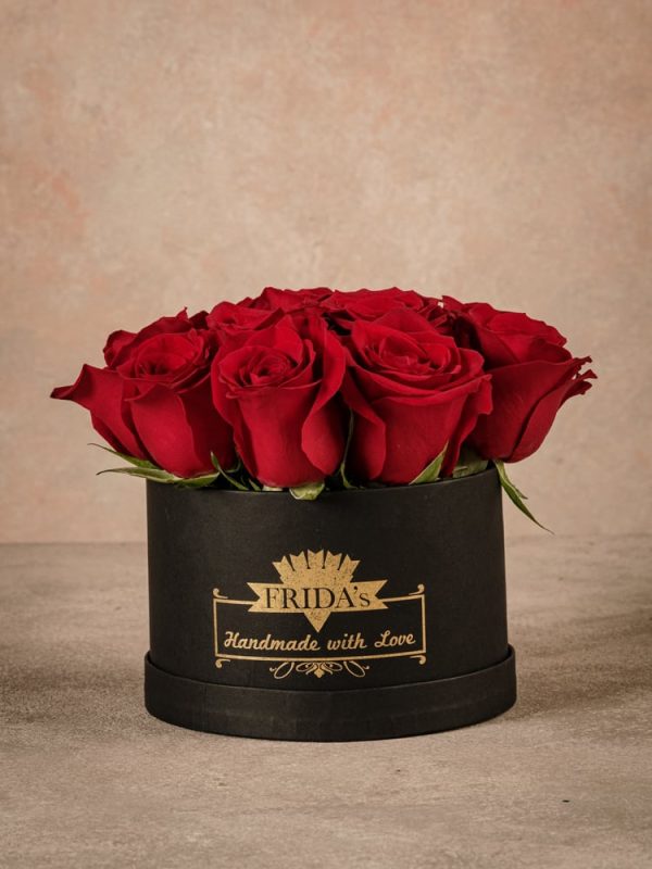 MediumRedRoseHatbox, high quality fresh roses home delivery