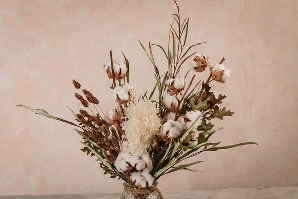 Bouquet Cotton Lover soffici fiori di cotone e ortensia bianca stabilizzata