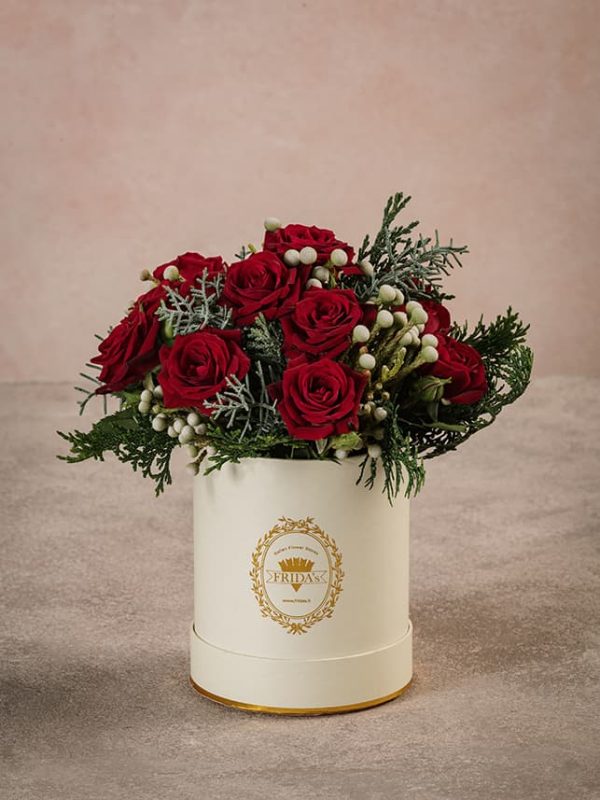 Cappelliera Mini Red Bloom bouquet di roselline rosse e bordeaux