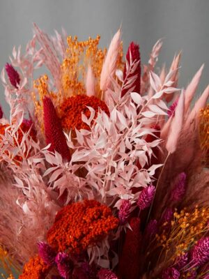 Bouquet Daiquiri dettagli di fiori secchi di altissima qualità rosa e rosso