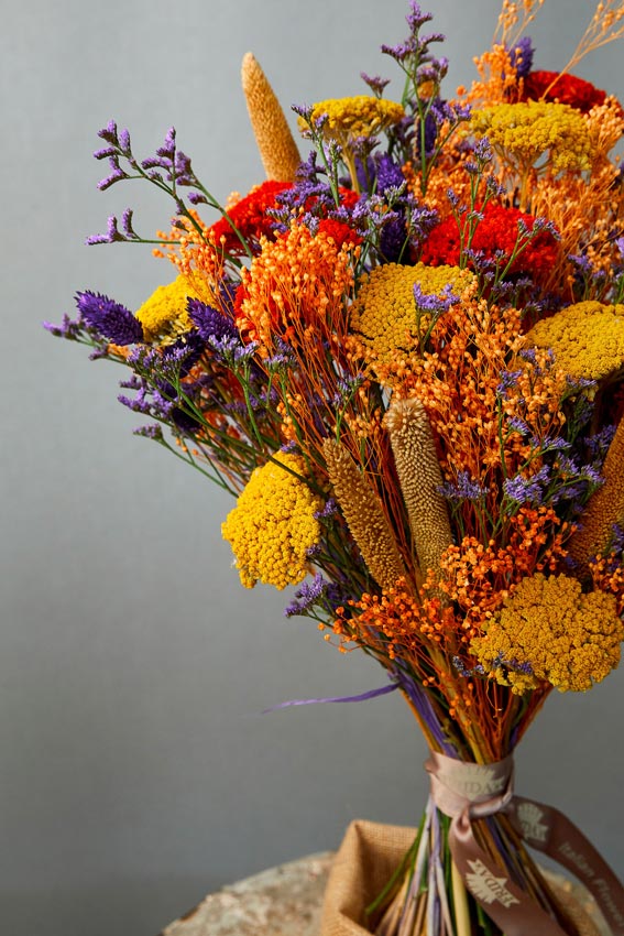 Bouquet Salento fiori secchi dai toni caldi e vivaci