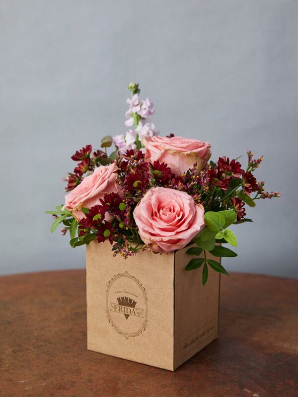 Box Romantico bouquet in box di cartone